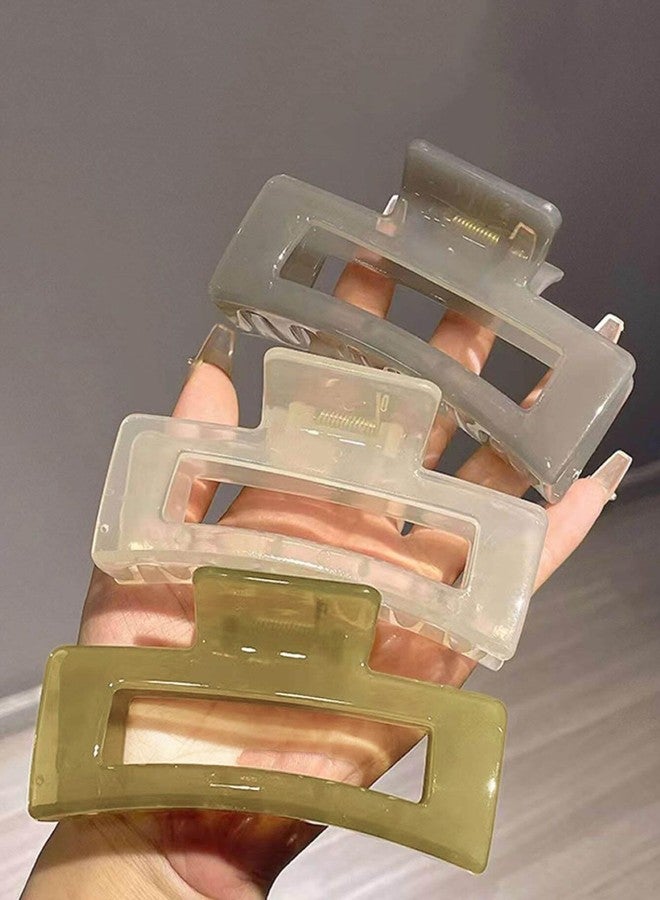 TEBIEKOY Extra Large Hair Claw Clips for Women, 5 Inch Unbreakable Large Rectangle Claw Clips for Thick Hair Neutral Huge Hair Clips Non-slip Hair Claws Tight Strong Hold Hair Claw for Women Girls 4 Packs - Image 1
